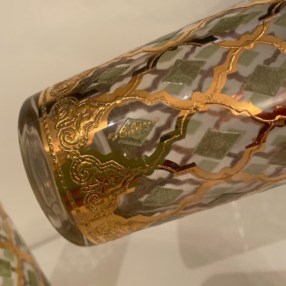 Culver Mid-Century Valencia Green & 22-Karat Gold Glasses - Picture 6 of 8